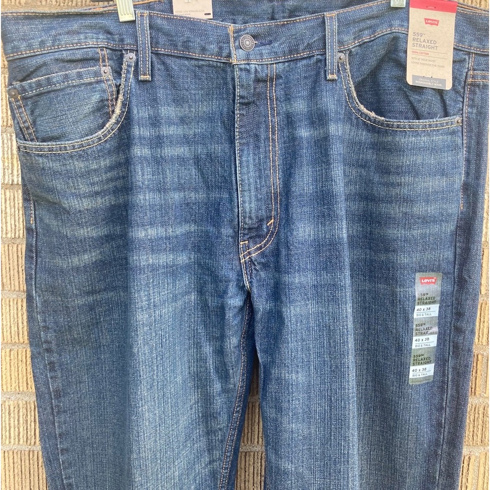 Levis 559 Relaxed Straight Jeans Mens 40x38 Big and Tall Blue Denim NWT